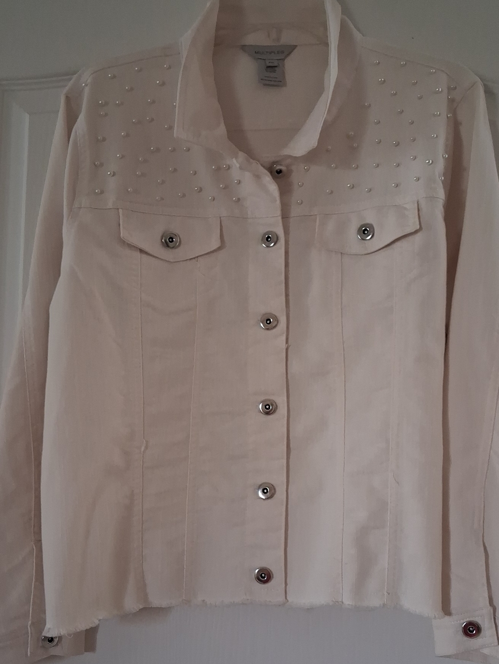 White Stud-Detail Button-Front